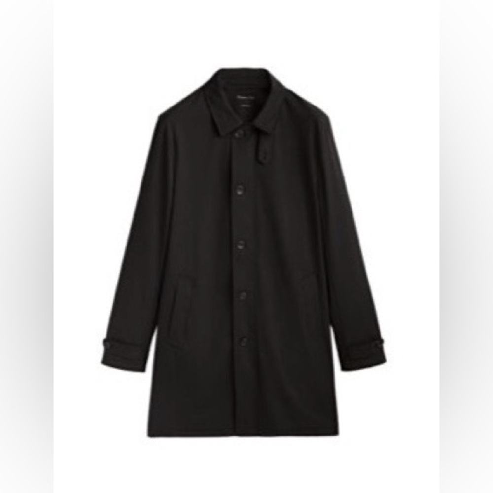 Massimo Dutti Black Wool Blend Trench Coat